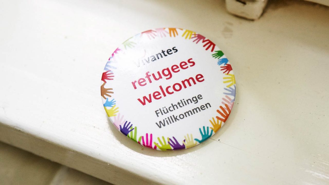 Button "refugees welcome"